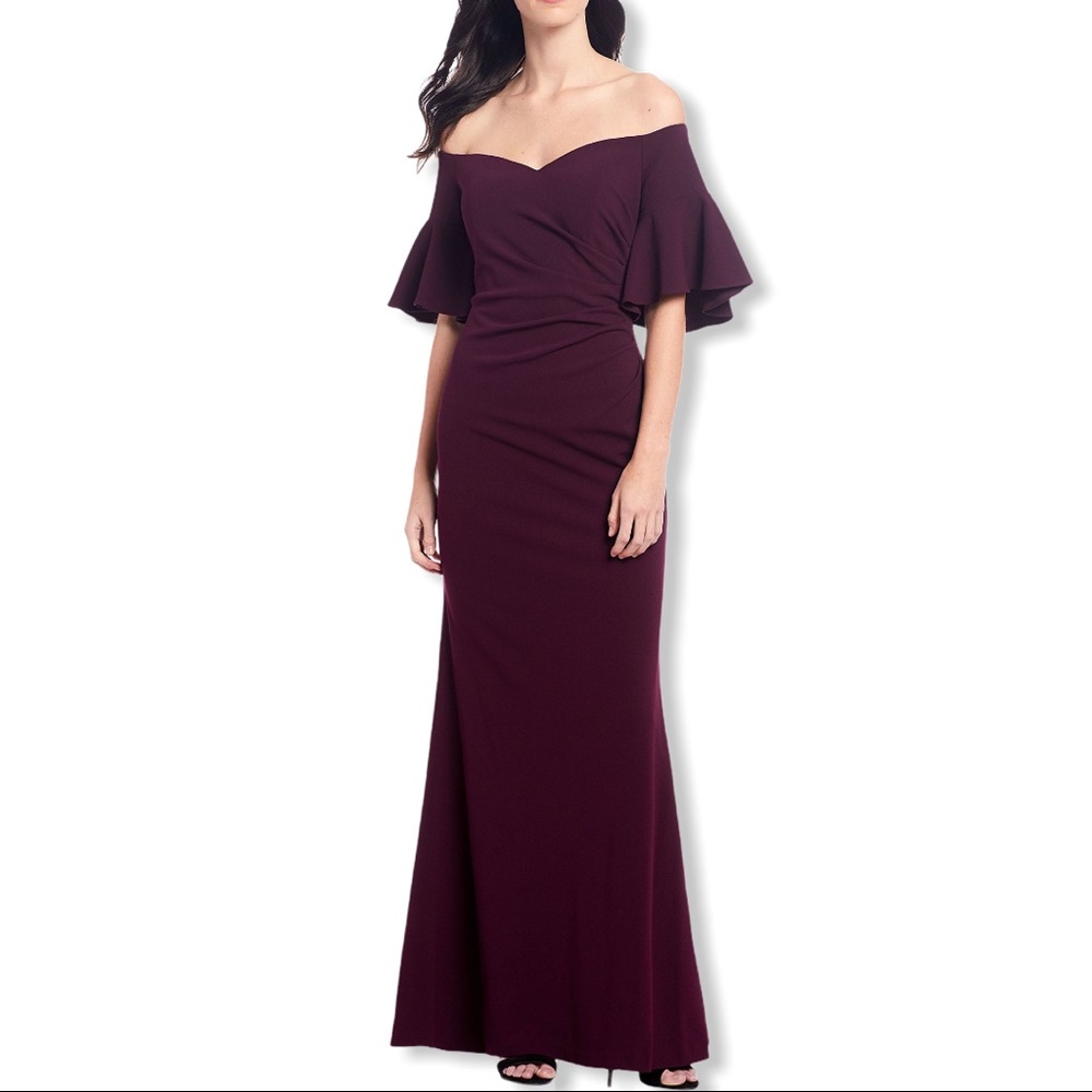 Calvin Klein aubergine off shoulder bell sleeve 16